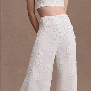 BHLDN White 2 Piece Embellished Jumpsuit